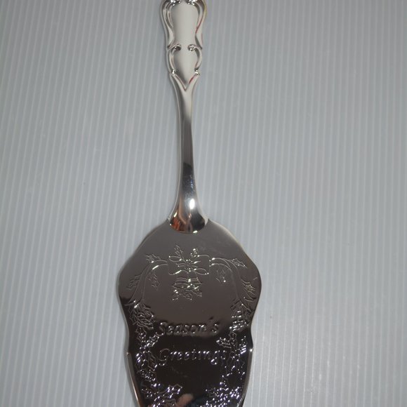 Silverplated Pie Cake Dessert Server Seasons Greetings Christmas Holiday NIB 11" - Picture 2 of 5
